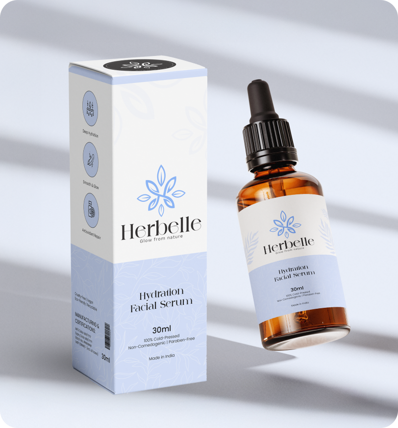 Herbelle – Packaging
                                For Herbelle, we created clean, modern packaging that highlights the brand’s focus on skincare and trust. The design increases shelf appeal while maintaining a professional, premium feel.