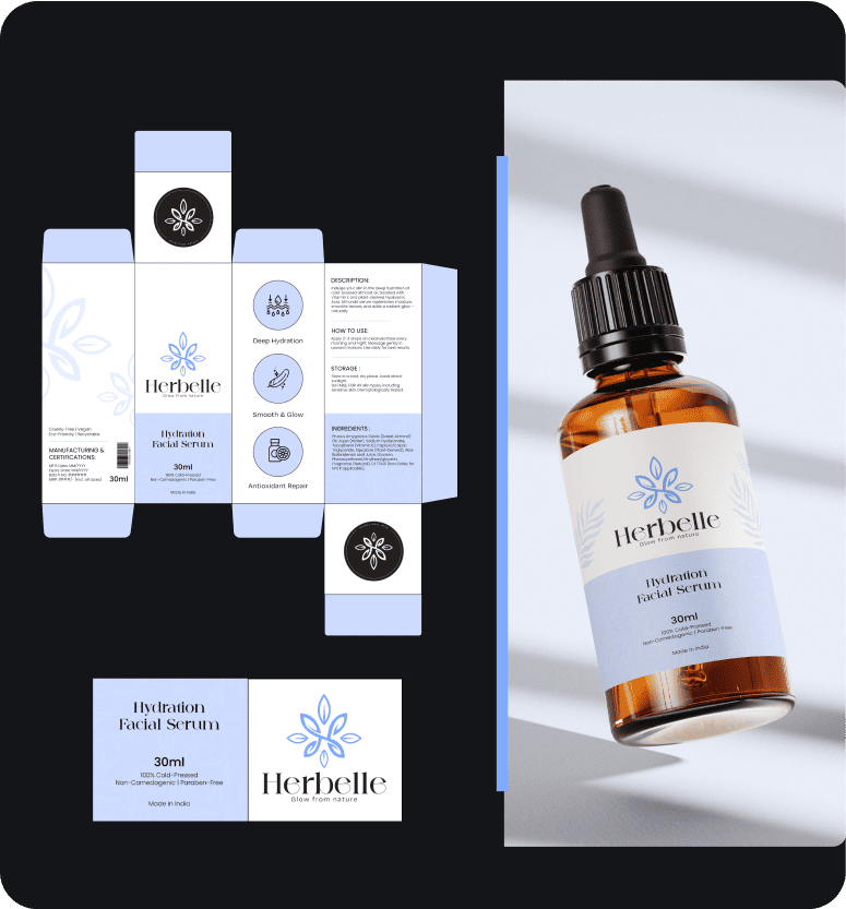 Herbelle - Label Design - Reflecting purity, elegance, and trust for skincare lovers