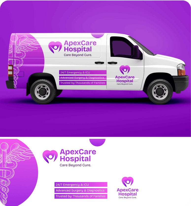 Apex Care Hospital - Car Wrapping Design - Promoting healthcare trust with clarity and visibility