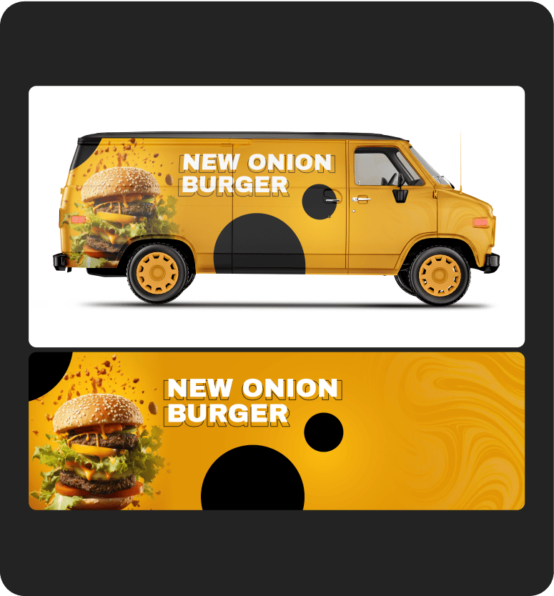 New Onion Burger - Car Wrapping Design - Showcasing freshness, flavour, and bold brand presence