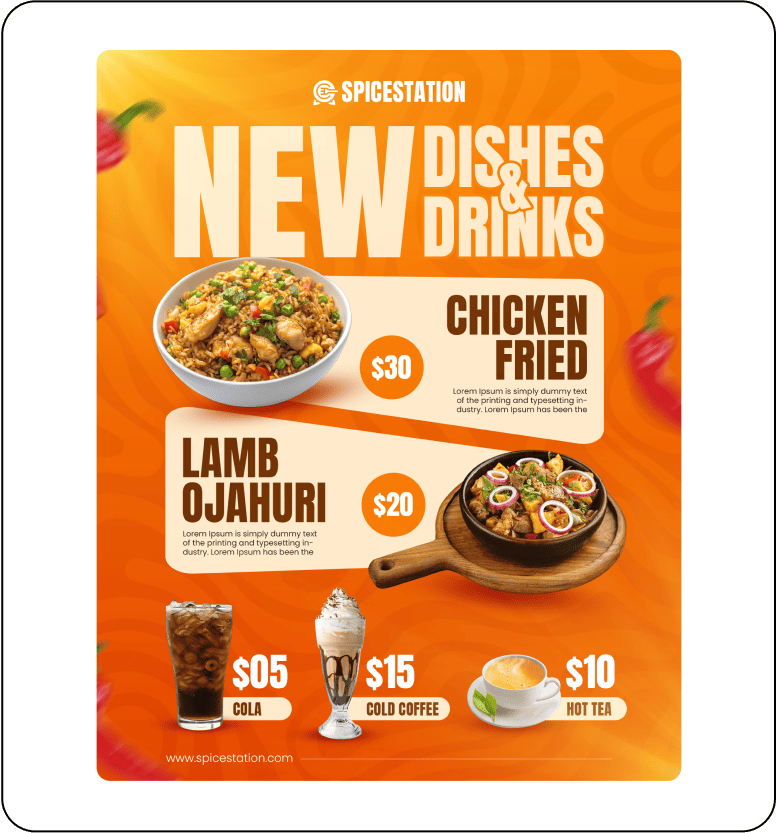 Spicestation - Menu Card Design - Presenting dishes with simplicity, style, and appetizing appeal