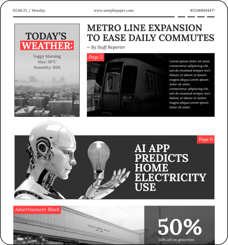 Top News - Newspaper Design - Delivering clear stories with structured, reader-friendly layouts
