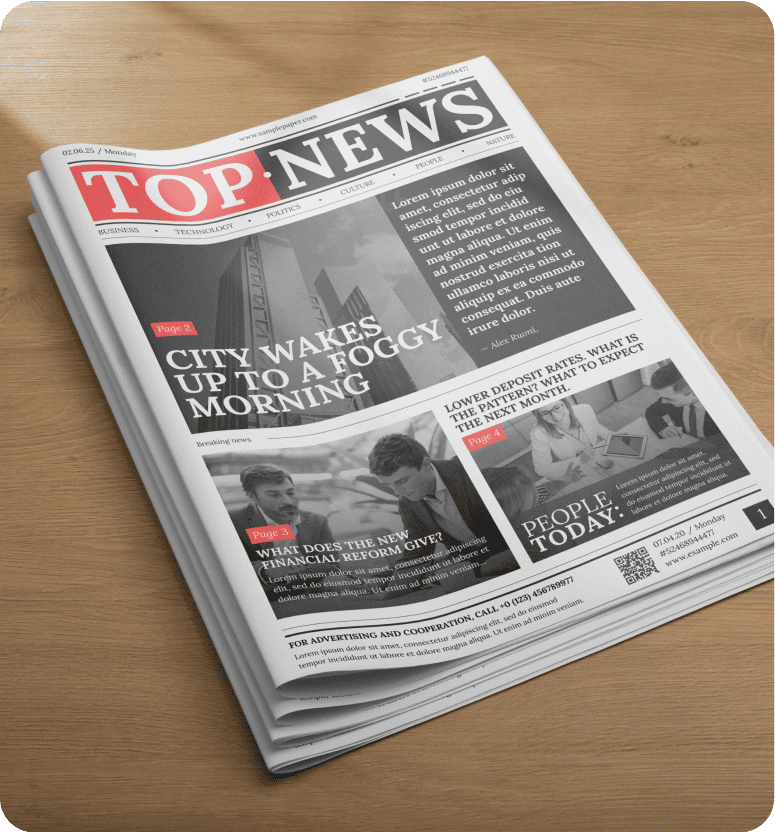 Top News - Newspaper Design - Delivering clear stories with structured, reader-friendly layouts